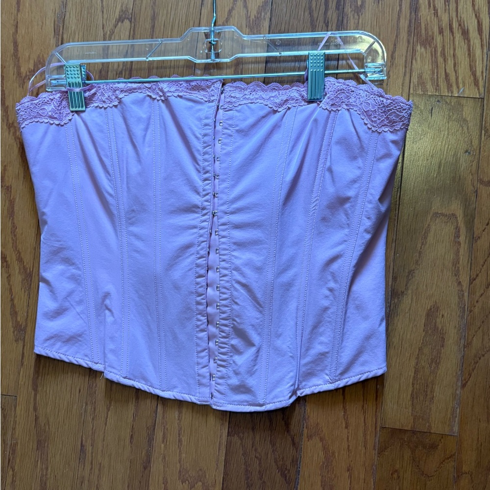 Fashion nova bubble gum pink Lace up Corset strapless tube Top